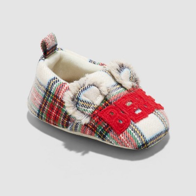 Image of Toddler Bebe Oso Plaid Bootie Holiday Slippers - Wondershop™ 3-6M