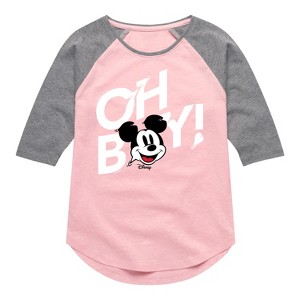 Girls' - Disney - Mickey & Friends Shirt Tail Raglan Graphic T-shirt - 1 of 3