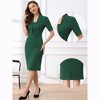 Allegra K Women's V Neck Short Sleeve Work Office Bodycon Midi Sheath Dress - 2 of 4
