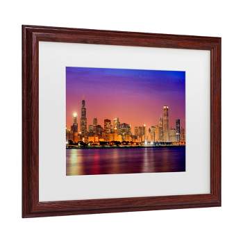 Trademark Fine Art -Mike Jones Photo 'Chicago Dusk full skyline' Matted Framed Art
