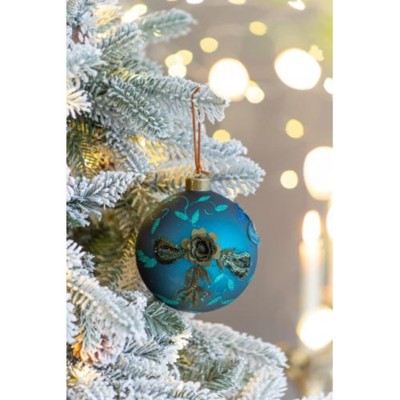 Syemin Decorative Objects Christmas Ball Ornaments Glass Decorative Hanging Ball Christmas Tree Ornaments Set of 4, Blue, 4.7"*4.7"*4.7"
