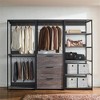 HomeStock Monica 96 in. W Rustic Gray Freestanding 3 Tower System 7 -Shelf Walk in Wood Closet System with Metal Frame - 3 of 4