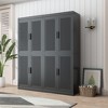 36"x124"x16" Wood Grain Buffet Cabinet in Black, Storage Organizer with Adjustable Shelves and Rattan Doors for Kitchen Bedroom Entryway Living Room - 2 of 4