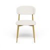 Vynxaria Set of 2 Modern Dining Chairs, White & Gold, Soft Padded with Curved Backrest, Metal Legs, Farmhouse Kitchen Chairs for Dining Room/Kitchen - 3 of 4
