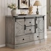 Homhougo 4-Drawer Dresser | 45" Storage Chest with Sliding Barn Doors & Bar Handles | TV Stand or Bedroom Dresser Gray - 4 of 4