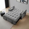 Leovsnove 55.5" Convertible Sofa Bed, 3 in 1 Velvet Pull Out Couch with Side Pockets and Adjsutable Backrest, Lumbar Pillows - 2 of 4