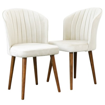 Vynxaria Beige Velvet Dining Chairs - Elegant Parsons Set