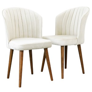 Vynxaria Beige Velvet Dining Chairs - Elegant Parsons Set - 1 of 4