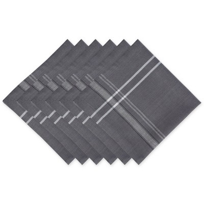 Design Imports  French Stripe Napkin Set 6 Piece, Gray Chambray, 20X20"