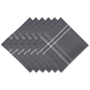 Design Imports  French Stripe Napkin Set 6 Piece, Gray Chambray, 20X20" - 1 of 4