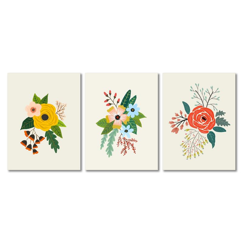 Americanflat Botanical Minimalist Annie Bailey "Flowers" 3 Piece Canvas Print Set, 1 of 9