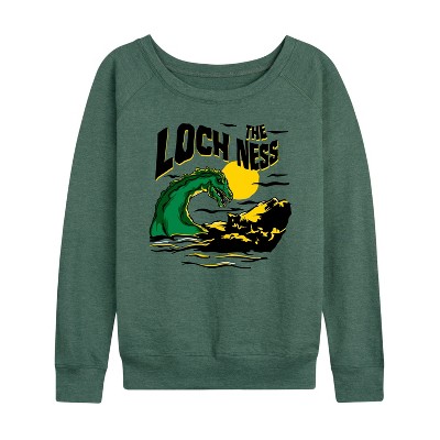 Women's - Instant Message - The Loch Ness Lightweight French Terry Wide Neck Long Sleeve Graphic Shirt