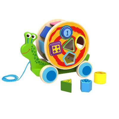 Toysters Pull Along Snail Puzzle Walking Wood Animal Walker Toy For ...