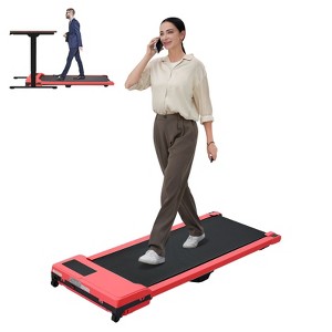 VisioGear Walking Pad with Spacious Running Area, 3 in 1 Portable Treadmill Walking for Home or Office Workouts, Red & Black, 48.3"*19.1"*4.9" - 1 of 4