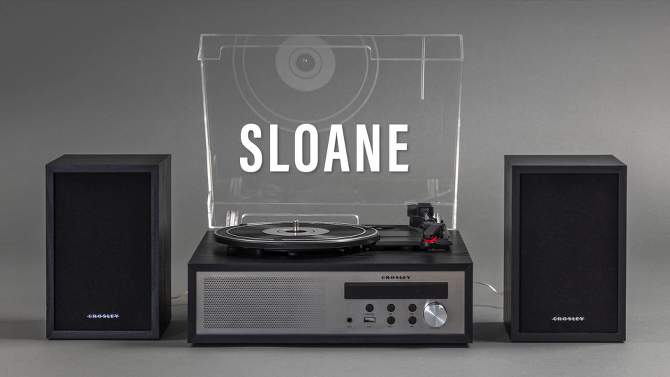 Crosley Sloane Shelf System Vinyl Record Player - Black, 2 of 15, play video