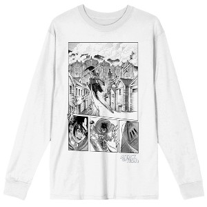 Attack On Titan Action Sketch Of A Titan Eating A Human Men's White Long Sleeve Tee-XXL - 1 of 3