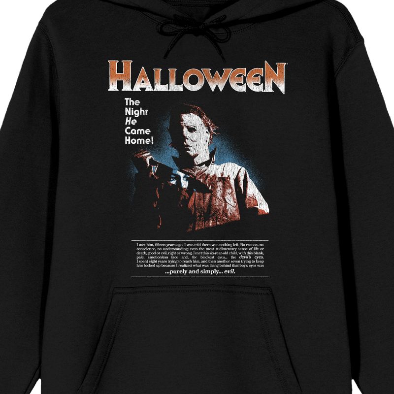 John Carpenter's Halloween The Night He Came Home Long Sleeve Men's Black Hooded Sweatshirt, 2 of 4