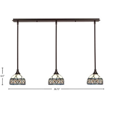 Toltec Lighting Any 3 - Light Chandelier in  Dark Granite with 7" Royal Merlot Art Glass Shade