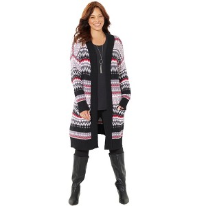 Catherines Women's Plus Size Classic Fair Isle Coatigan - 1 of 4