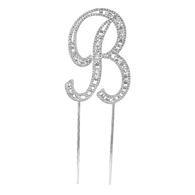 O'creme Silver Rhinestone 'letter B' Cake Topper : Target