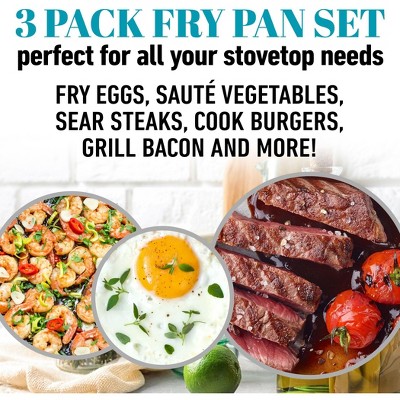 Aqua Blue Nonstick Ceramic Coated Aluminum Fry Pan Set