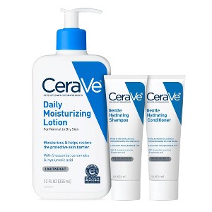 CeraVe Daily Moisturizing Face and Body Lotion for Normal to Dry Skin with CeraVe Hair Samples - 12 fl oz - 1 of 4