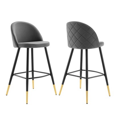 Modway Cordial Performance Velvet Bar Stools - Set of 2