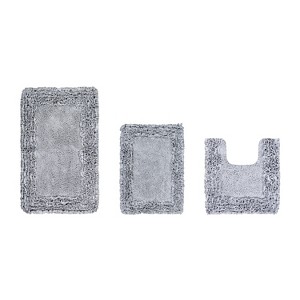Shaggy Border Collection 3-Piece Bath Rug Set 100% Cotton Tufted Weave Ruffle Border Pattern Bathroom Rug for Machine Washable Bathmat - 1 of 4