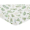 Sweet Jojo Designs Girl Baby Fitted Crib Sheet Botanical Floral Leaf Green and White - 3 of 4