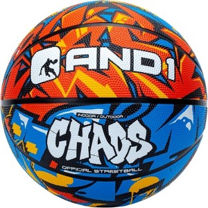 AND1 Chaos Rubber Basketball: Official Regulation Size 7 (29.5 inches) Rubber Basketball - Deep Channel Streetball, Made for Indoor Outdoor - 1 of 4