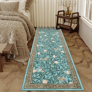 Botanical Print Area Rugs for Living Room Bird Pattern Washable Rug Non-Slip Low-Pile Carpet for Bedroom Dining Room - 1 of 4