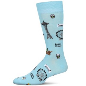 Memoi Men's Seattle Bamboo Crew Socks Blue Topaz 10-13 - 1 of 2