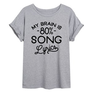 Women's - Instant Message - My Brain is 80 Percent Song Lyrics Oversized Graphic T-Shirt - 1 of 4