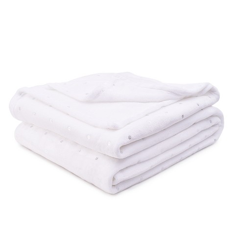 Fleece Plush Throw Blanket Medium Weight Fluffy Soft Decorative Bedding Full Queen White Blue Nile Mills