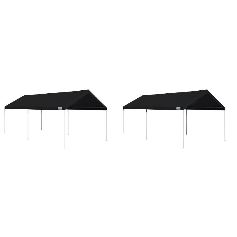 Caravan Canopy Domain 10 x 20 Ft Straight Leg Water Resistant Outdoor Sun Shade Instant Portable Shelter Canopy Tent Set w/ Roller Bag, Black (2 Pack), 1 of 5