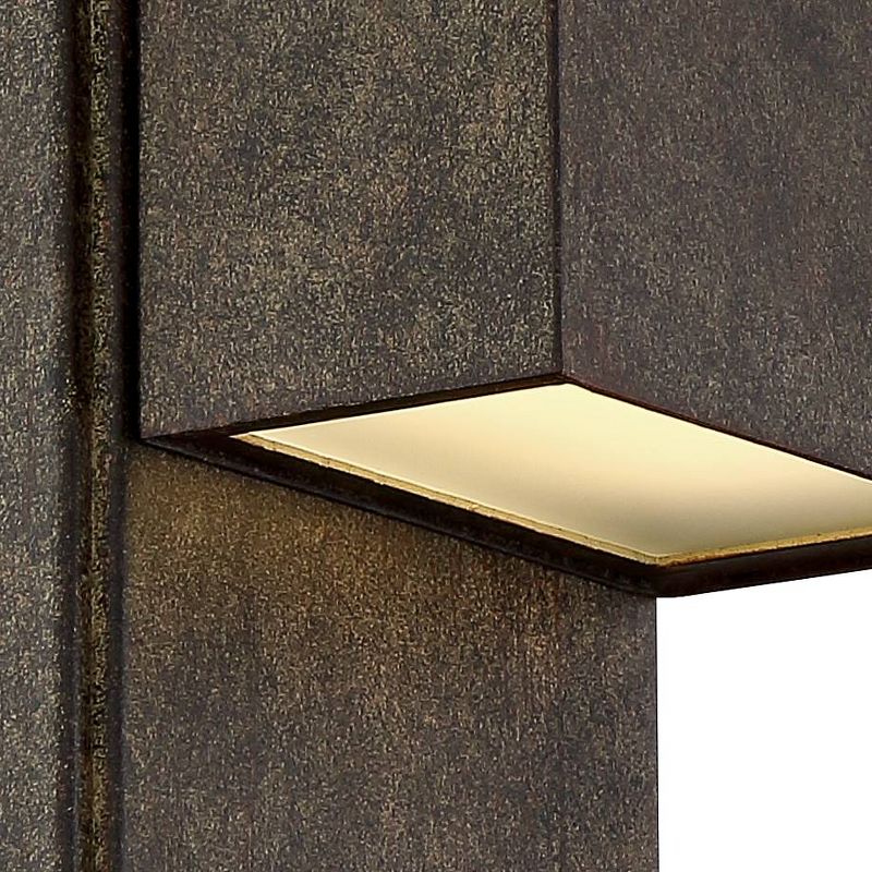 Possini Euro Design Lyons Modern Industrial Outdoor Wall Light Fixtures Set of 2 Bronze Black Box Frame LED 8" for Post Exterior Barn, 3 of 9