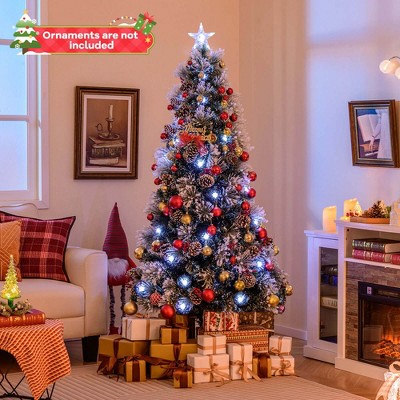 7 ft Green and White PVC Christmas Tree with LED Lights