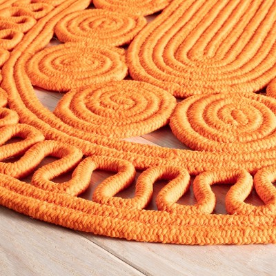 Tangerine Handwoven Oval Non-slip Indoor/Outdoor Rug