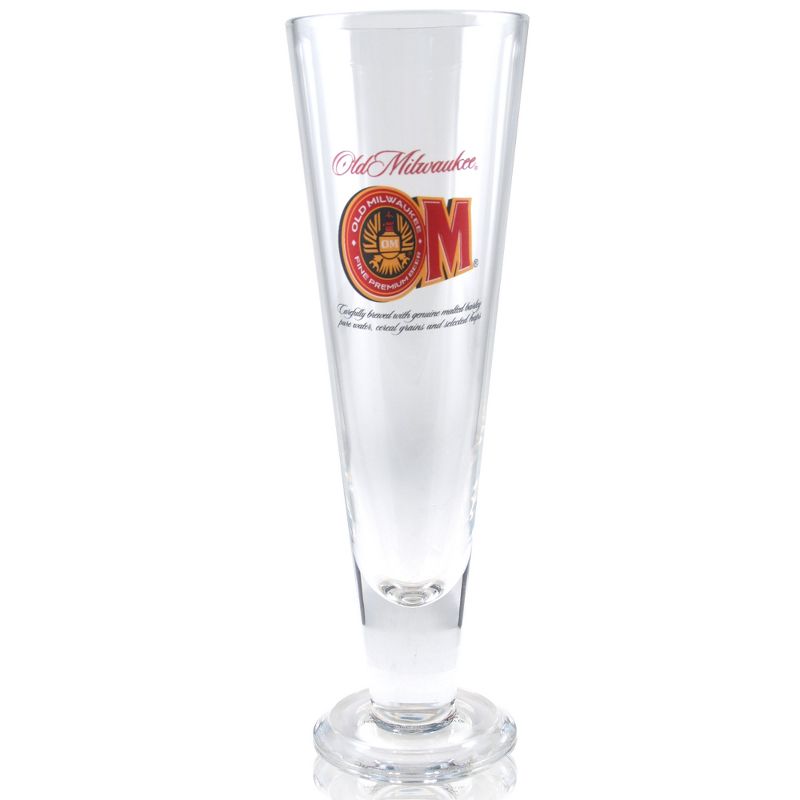 Old Milwaukee Beer Officially Licensed 22 Ounce Tall Pilsner Glass, Set of 2, 1 of 2