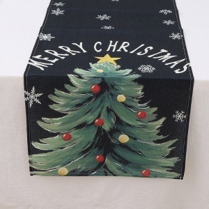 Unique Bargains Table Runner Rectangular Winter Christmas Pattern 17 Linen Colorful 1 Pc - 1 of 3