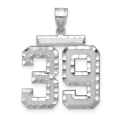 Black Bow Jewelry 14k White Gold, Varsity Collection, Large D/C Pendant, Number 39