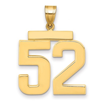 Black Bow Jewelry 14k Yellow Gold, Athletic Collection, Large Polished Number 52 Pendant