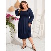 YesFashion Women's Plus Size Ruffle Long Sleeve Dress Square Neck High Waist Smocked Tunic Maxi Dress A Line Dress - 4 of 4