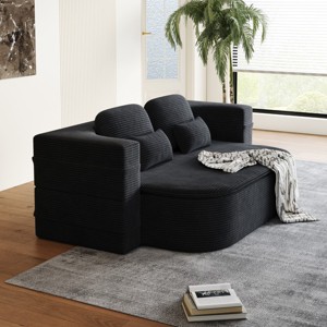 KWPZQEB 75'" 2-in-1 Sofa with Multi Functional Blanket, Floor Folding Sofa Bed with 2 Pillows, Convertible Upholstered Sofa Bed for Living Room - 1 of 4