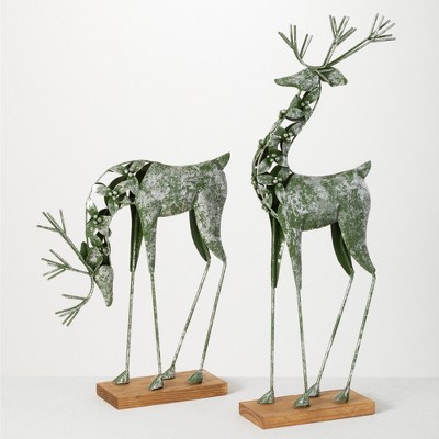 Sullivans Deer Metal  Set of 2, 16"H & 25.5"H Silver