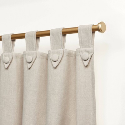 Natural Cotton Blend Light Filtering Tab Top Curtain Panels