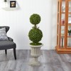 Nearly Natural 4-ft Double Boxwood Topiary Artificial Tree in Sand Finished Urn - 3 of 4