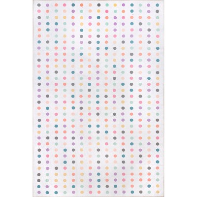 Nuloom Larissa Polka Dot 4x6 Machine Washable Indoor Area Rug for Living Room Bedroom Dining Room Nursery Kitchen, Ivory/Multicolor