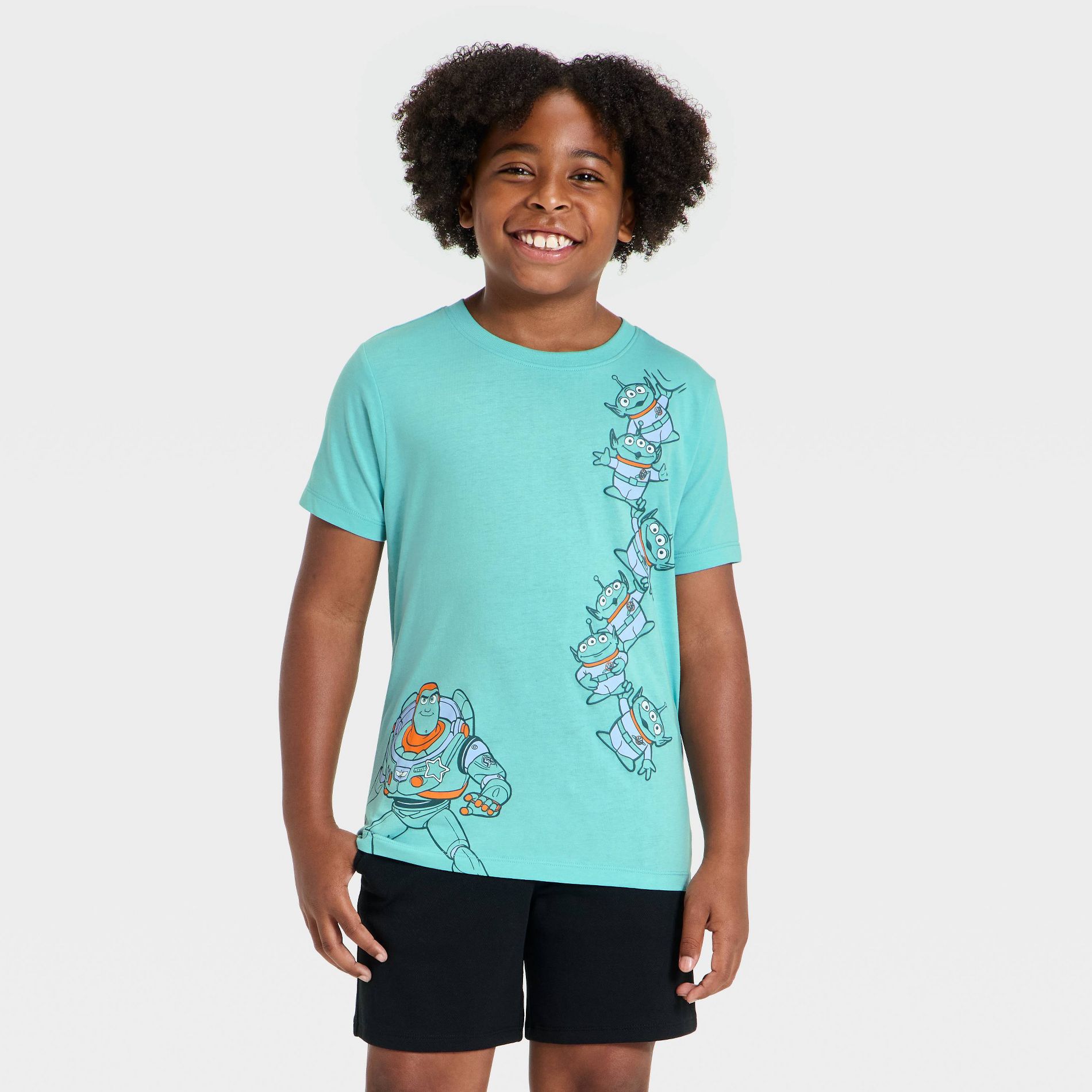 Boys' Disney Toy Story Buzz Lightyear Short Sleeve Graphic T-Shirt - Aqua Green