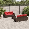 vidaXL 7 Piece Patio Sofa Set with Cushions Brown and Red Poly Rattan - 2 of 4